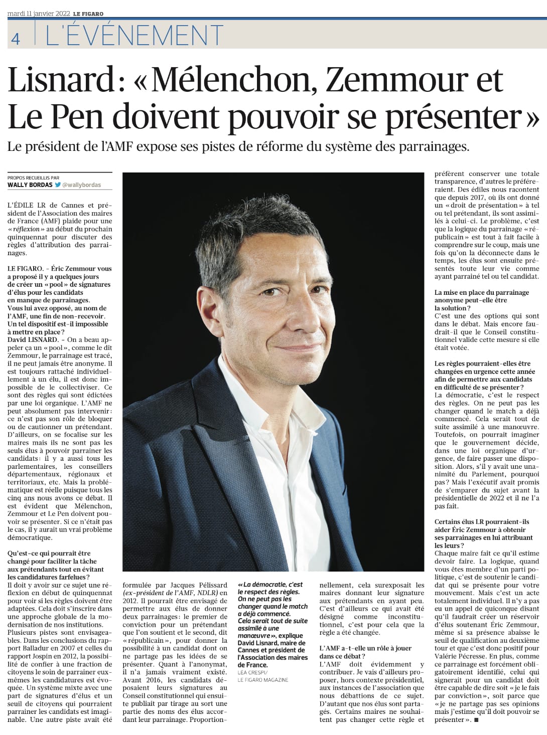 Mélenchon, Zemmour et Le Pen doivent pouvoir se présenter