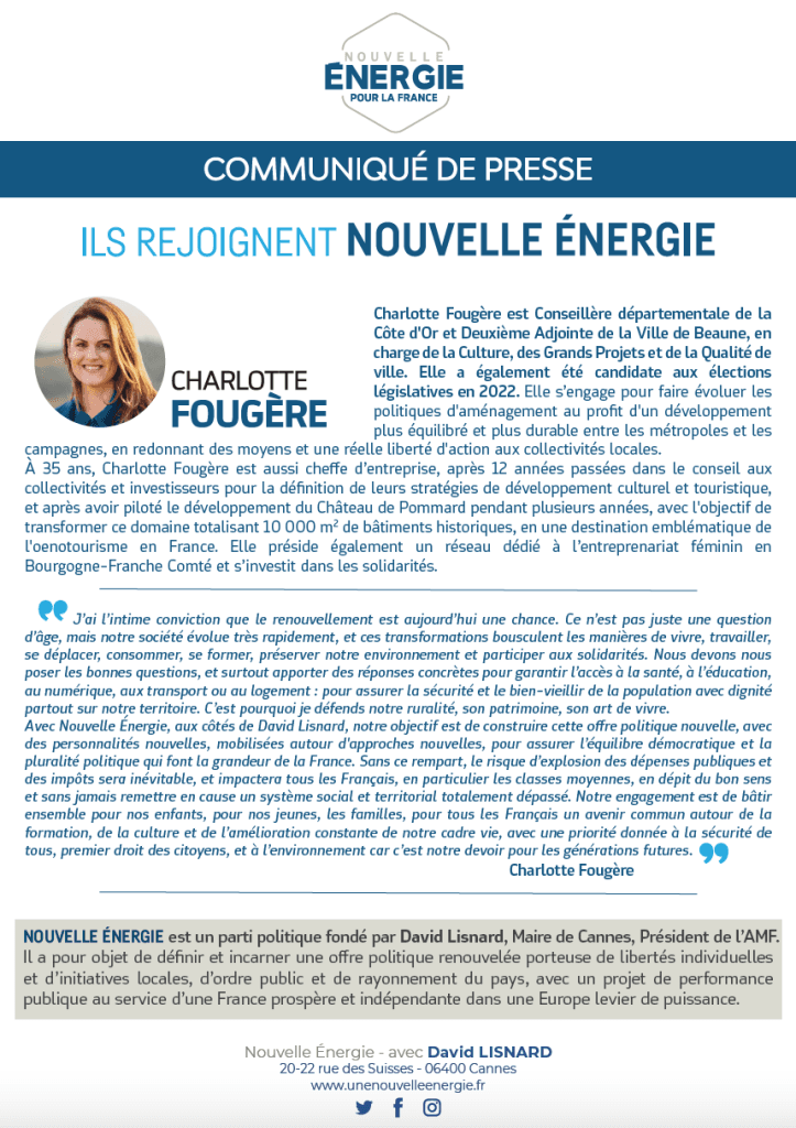 Charlotte Fougère rejoint Nouvelle Énergie — illustration 1