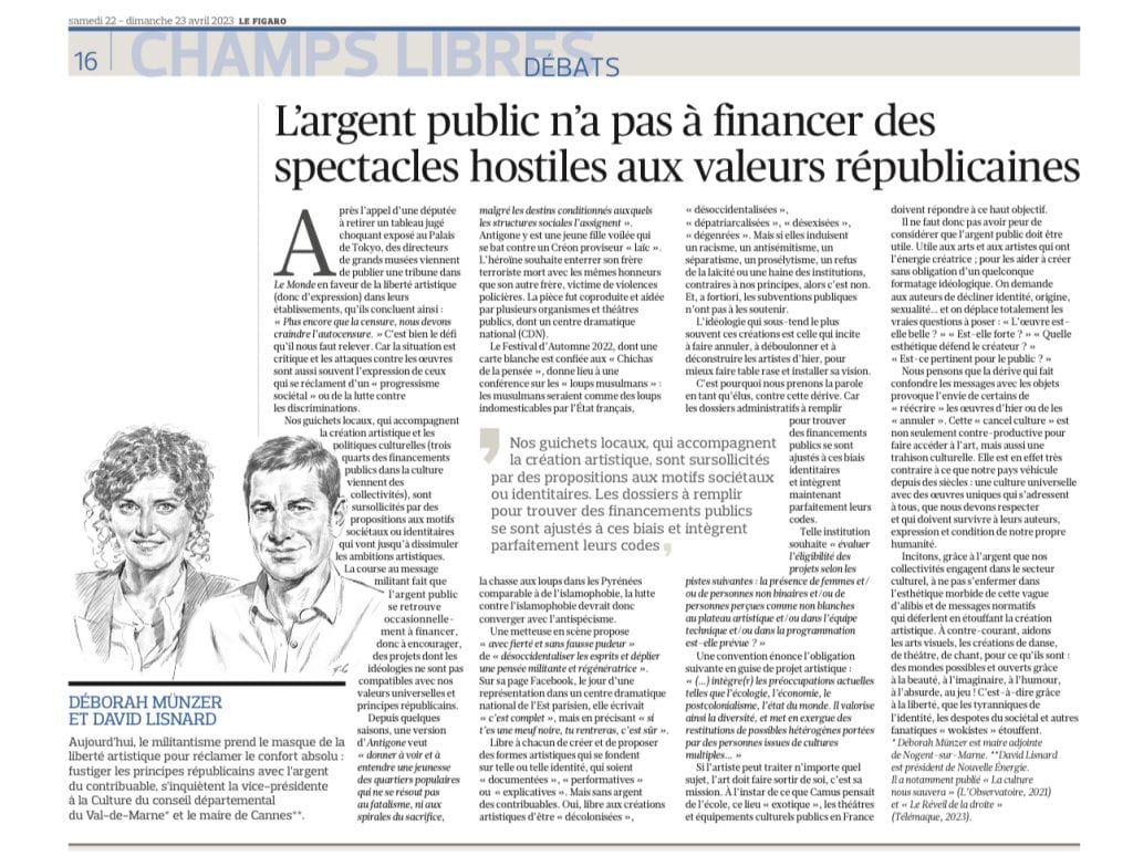 L'argent public n'a pas à financer des spectacles hostiles aux valeurs républicaines — illustration 1