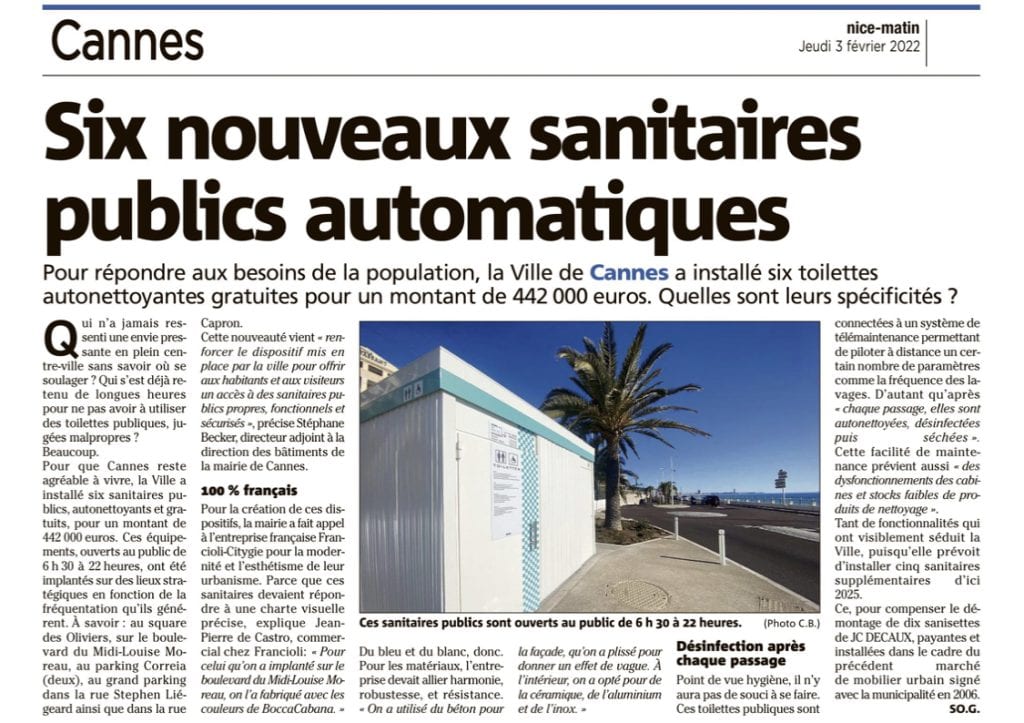 Cannes : six nouveaux sanitaires publics automatiques — illustration 1