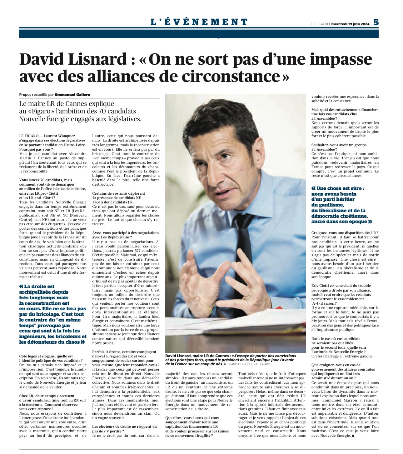 David Lisnard explique l'ambition des 70 candidats Nouvelle Énergie engagés aux législatives