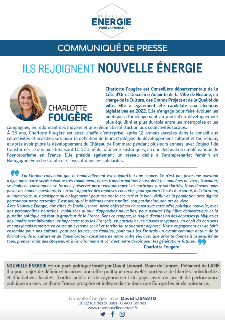Charlotte Fougère rejoint Nouvelle Énergie — illustration 1