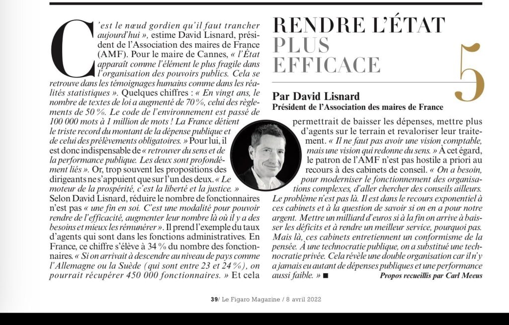 "Rendre l'Etat plus efficace" : une interview de David Lisnard pour Le Figaro Magazine — illustration 1