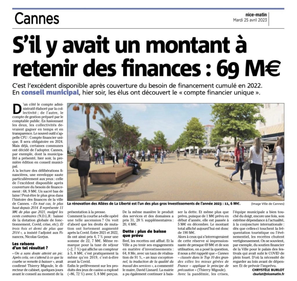 S'il y avait un montant à retenir des finances : 69 M€ — illustration 1