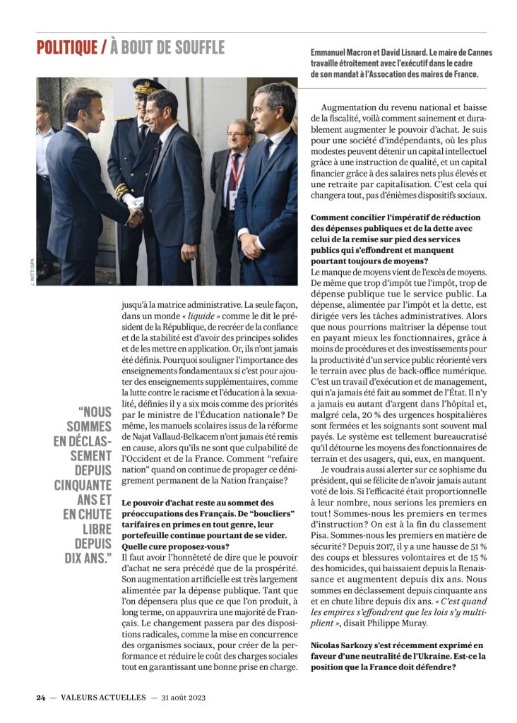 "Nous assistons au dernier soubresaut d'un système" : découvrez l'intégralité de l'interview de David Lisnard parue dans Valeurs Actuelles — illustration 1