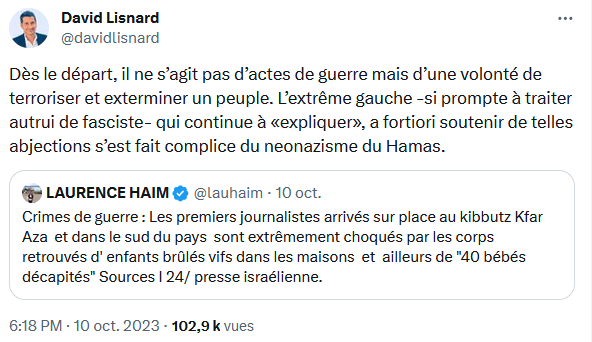 David Lisnard réagit à l'attaque terroriste perpétrée par le Hamas sur le sol israélien — illustration 1