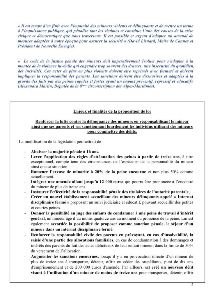Alexandra Martin et David Lisnard proposent un plan de mesures fortes pour lutter efficacement contre la délinquance des mineurs — illustration 1