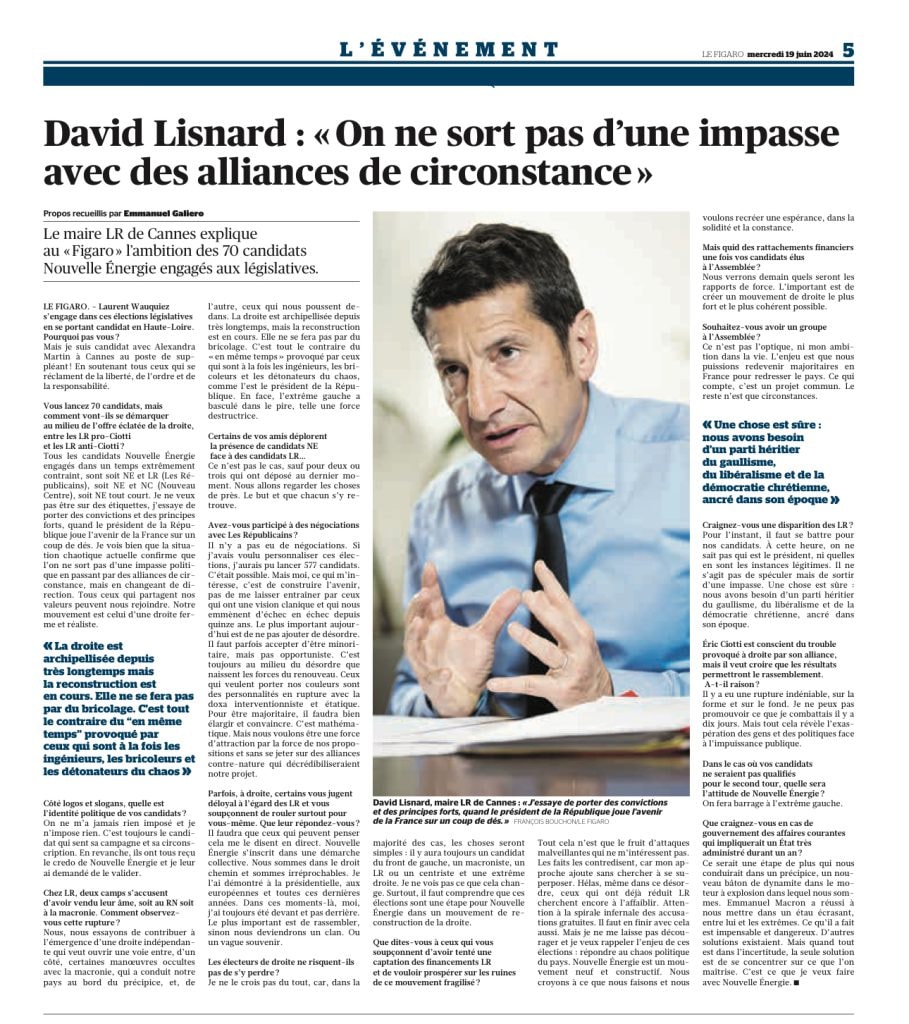 David Lisnard explique l'ambition des 70 candidats Nouvelle Énergie engagés aux législatives — illustration 1