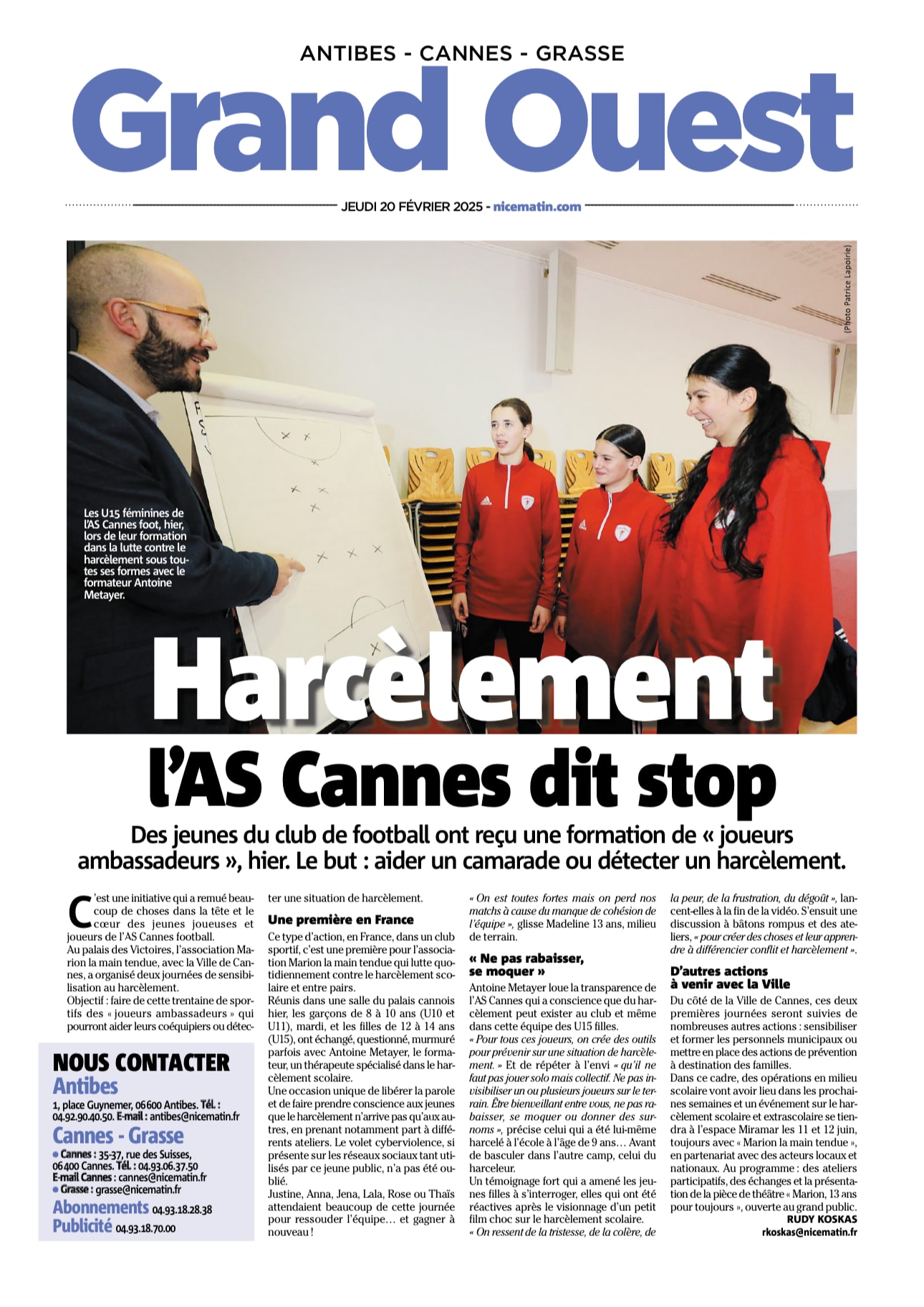 Les jeunes de l'AS Cannes Football sensibilisés au harcèlement — illustration 1
