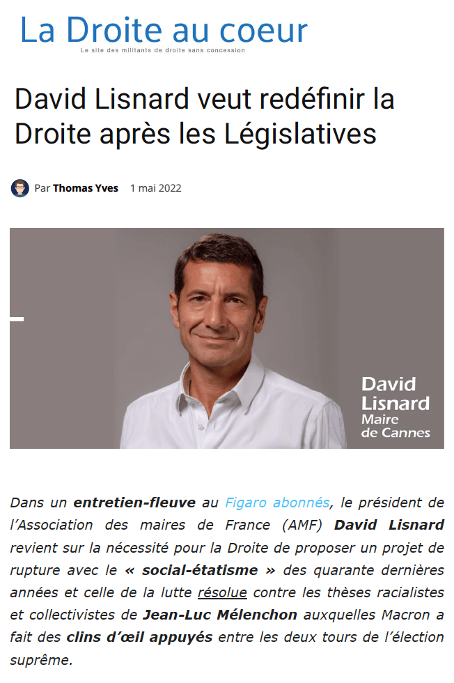 David Lisnard veut redéfinir la Droite après les Législatives