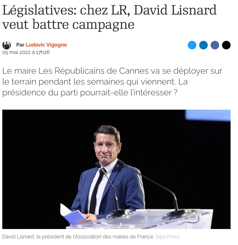Législatives : Chez LR, David Lisnard veut battre campagne