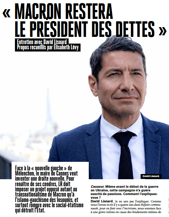 « Macron restera le Président des dettes » entretien entre David Lisnard et Élisabeth Lévy pour Causeurs