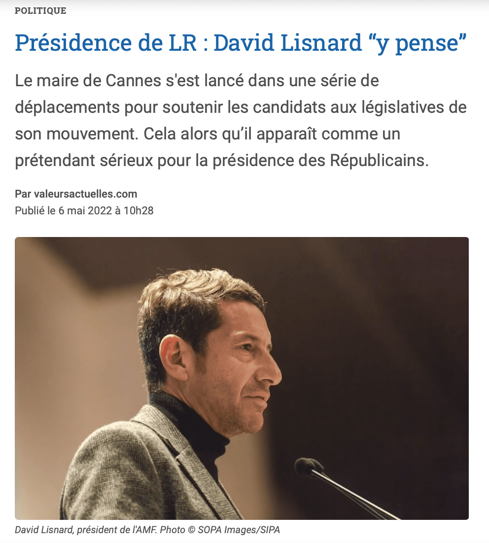 Présidence de LR : David Lisnard “y pense”