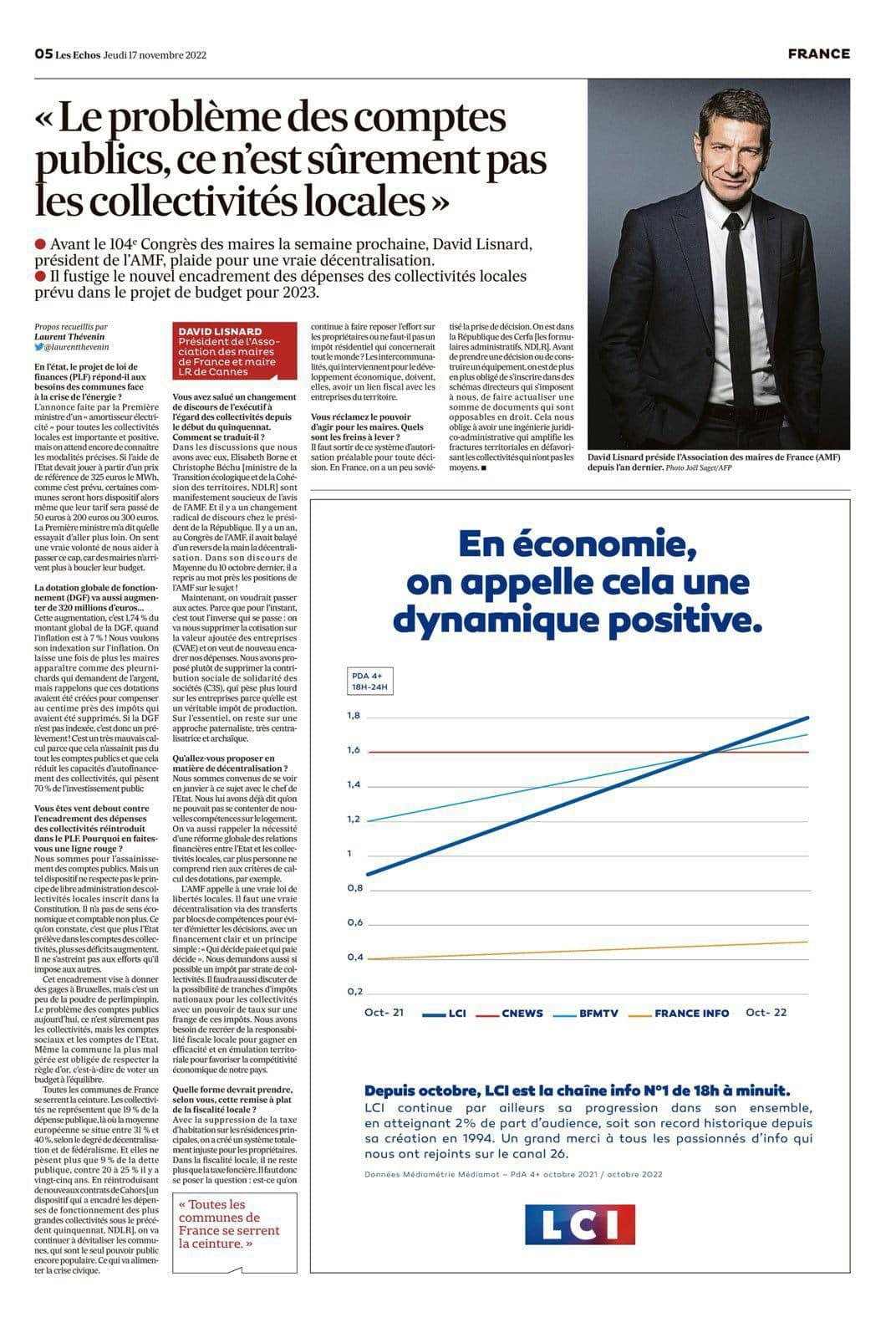 Le problème des comptes publics, ce n'est sûrement les collectivités locales