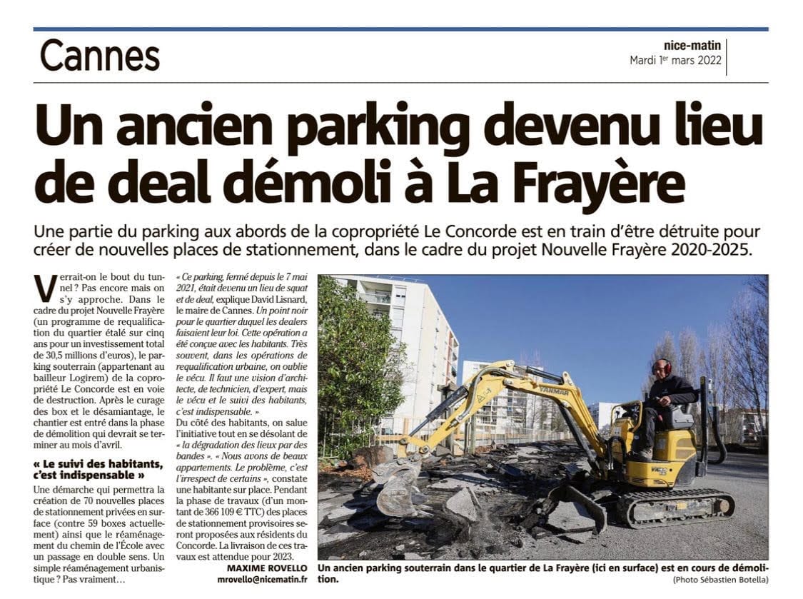 Un ancien parking devenu lieu de deal démoli à La Frayère