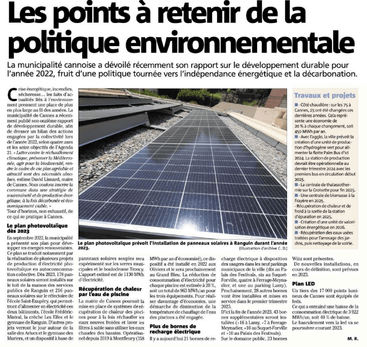Politique environnementale : David Lisnard présente les actions concrètes réalisées cette année pour protéger l’environnement et inscrire Cannes dans un avenir durable