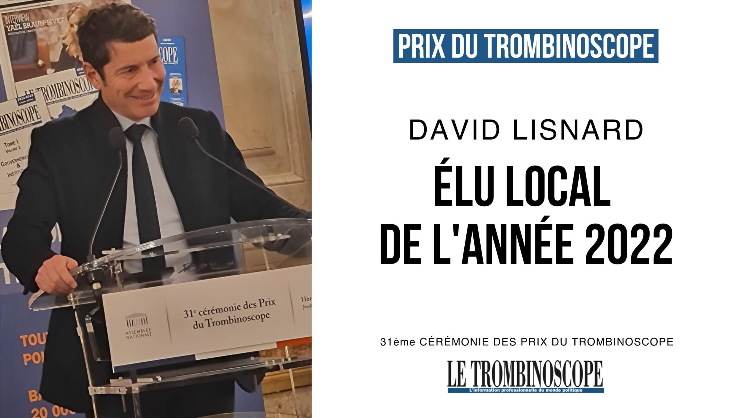 David Lisnard reçoit le prix de l'élu local de l'année décerné par Le Trombinoscope