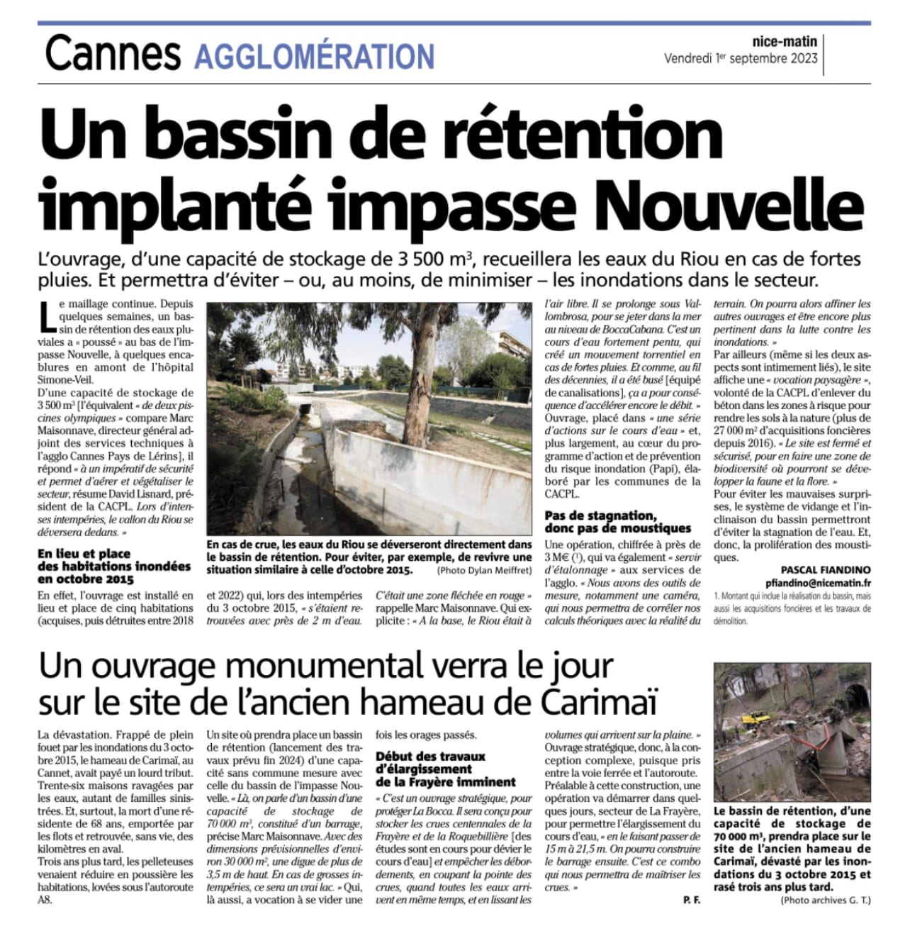 L'Agglo Cannes Lérins crée un bassin de rétention des eaux pour protéger les riverains des inondations