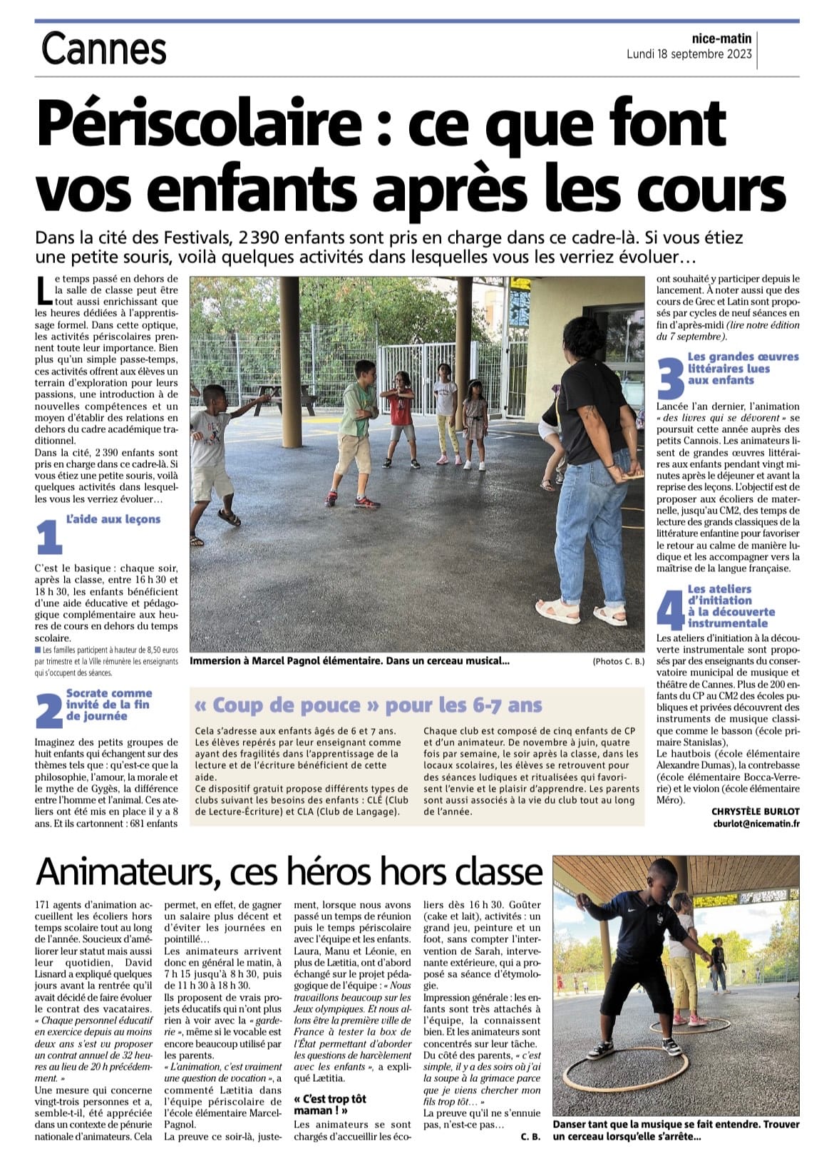 A Cannes, les jeunes élèves apprennent aussi sur le temps périscolaire
