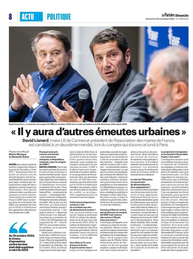 "Il y aura d'autres émeutes urbaines" : David Lisnard a répondu aux question du Parisien
