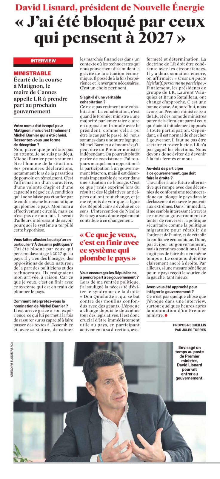 "Ce que je veux, c'est en finir avec ce système qui plombe le pays" : retrouvez l'interview de David Lisnard pour Le JDD