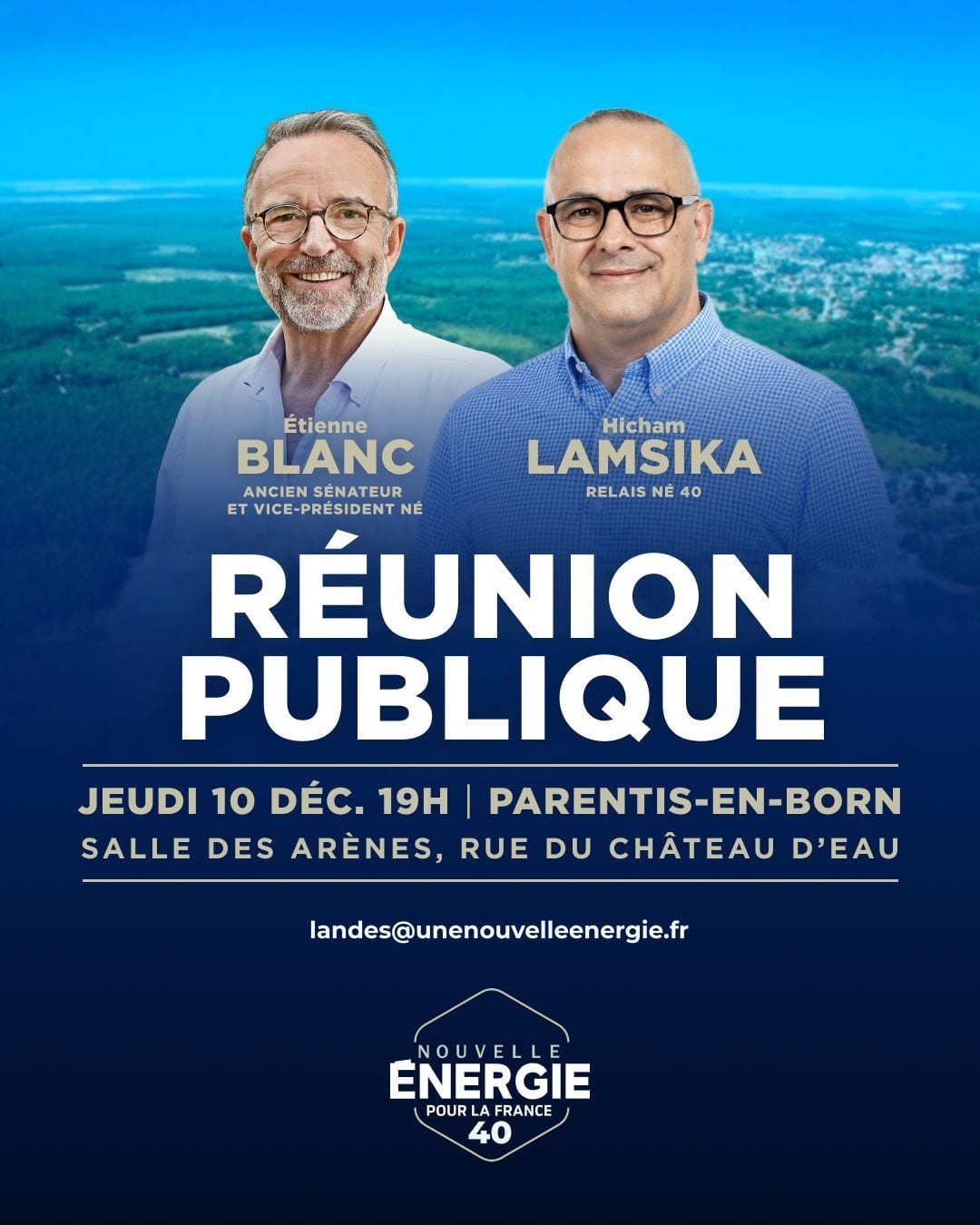 Illustration de l’événement : RÉUNION PUBLIQUE NOUVELLE ÉNERGIE LANDES : PARENTIS-EN-BORN